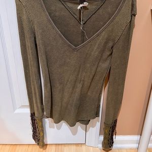 Army Green free people long sleeve- S